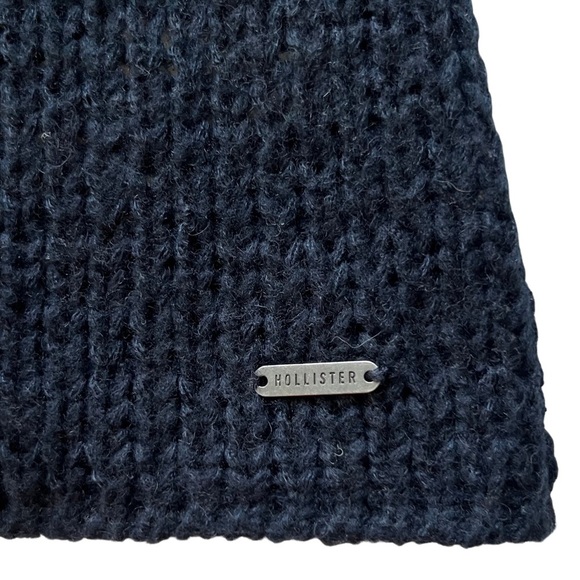 Hollister Wool Blend Knit Cardigan Open Front Open Weave Navy Blue Small S - Picture 8 of 12
